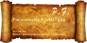 Paczovszky Fidélia névjegykártya